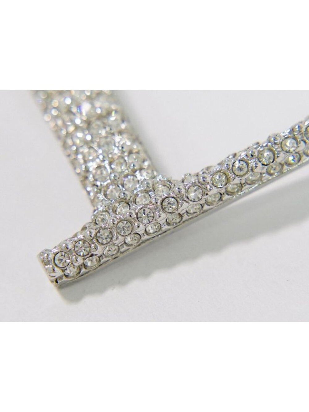 Dior Dlogo Line Stone Brooch Metal Silver - Picture 4 of 9